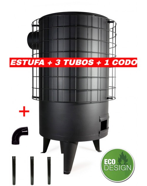 ESTUFA LEÑA + KIT  TUBOS Y CODOS VITRI