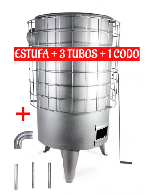 ESTUFA LEÑA Nº3 + KIT TUBOS Y CODOS GALV
