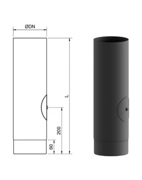 TUBO CHIMENEA C/INSPECCION 130 MM NEGRO MATE